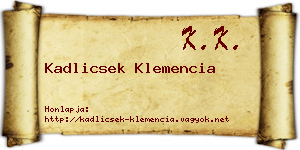 Kadlicsek Klemencia névjegykártya